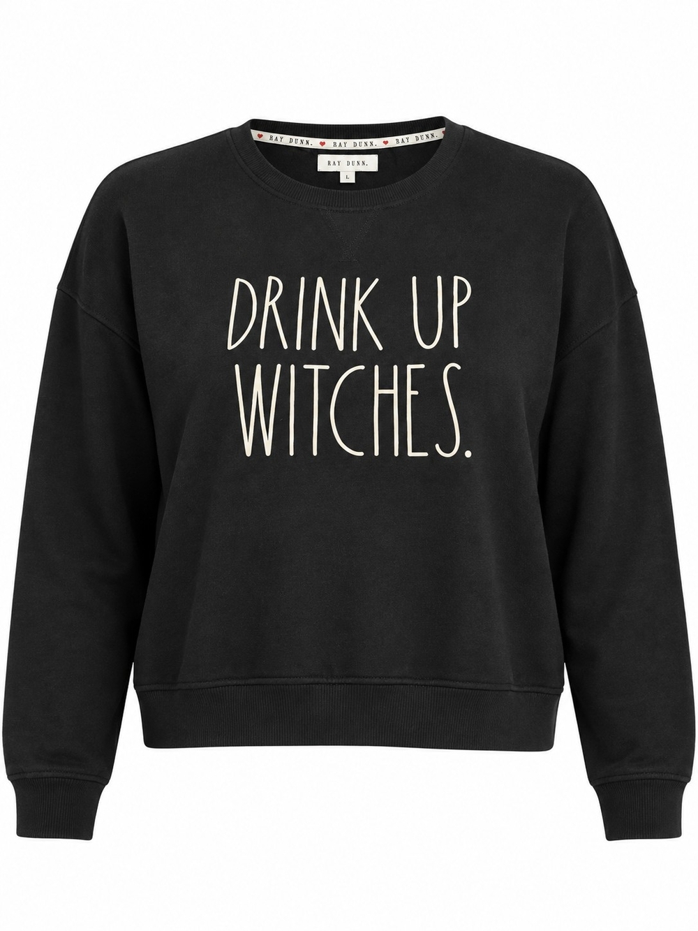 RAE DUNN | Drink Up Witches Halloween Cropped Sweatshirt Black | L